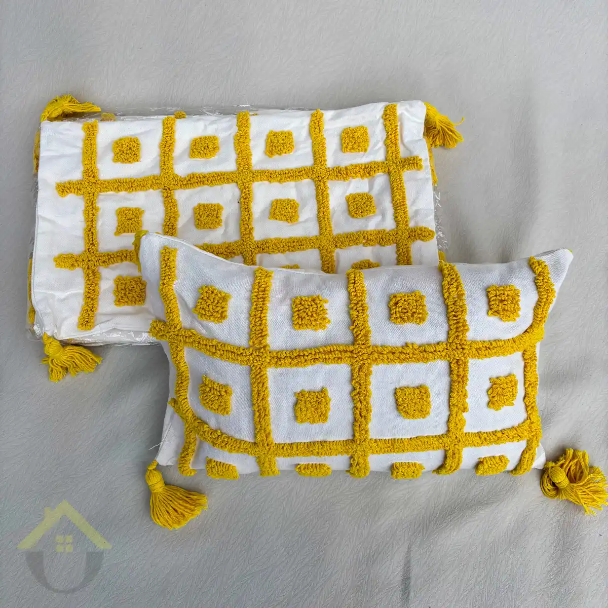 Bohemian Pillow Case - Yellow Checked 