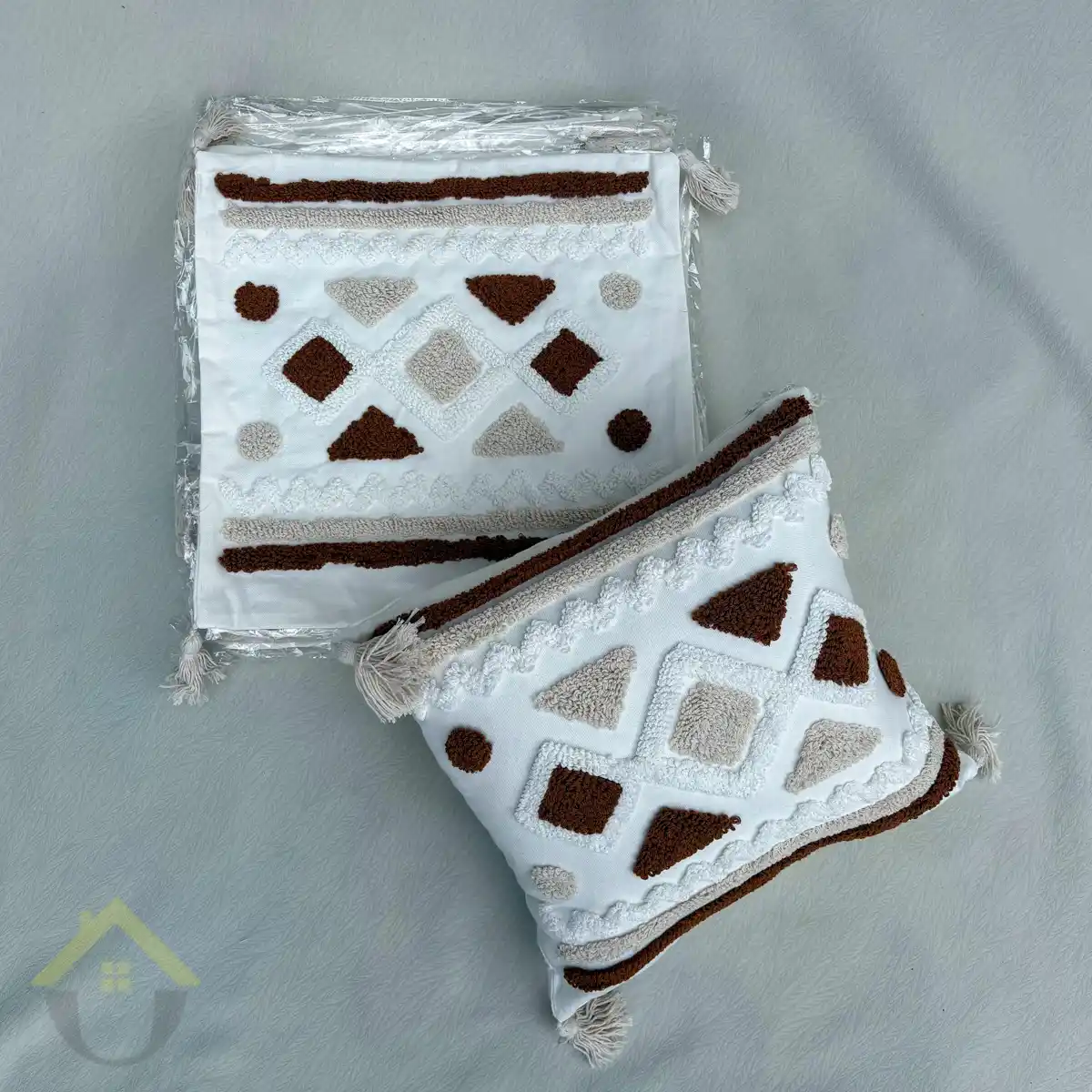 Bohemian Pillow Case - Brown Beige Triangles