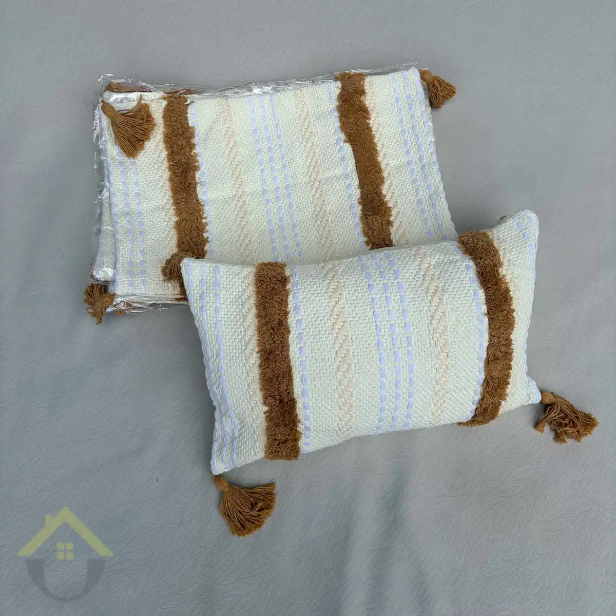 Bohemian Pillow Case - Brown Cream Stripes