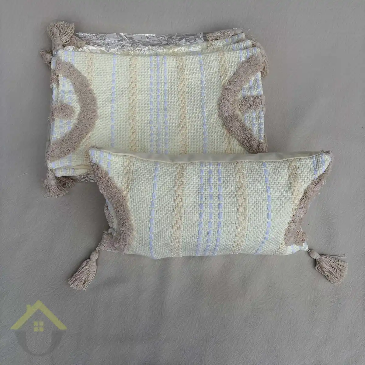 Bohemian Pillow Case - Beige Yellow Stripe